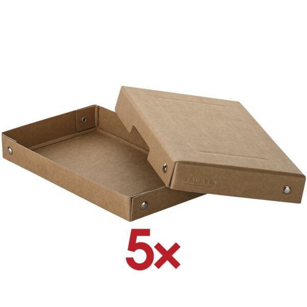 Falken Archiv-Box »PURE Box Nature DIN A6 25mm« 12/18,5/2,5 cm 5 Stück braun, 12x2.5x18.5 cm
