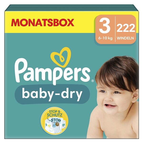 Pampers Windeln »baby-dry™ Monatsbox« Gr.3 (6-10 kg) 222 Stück weiß