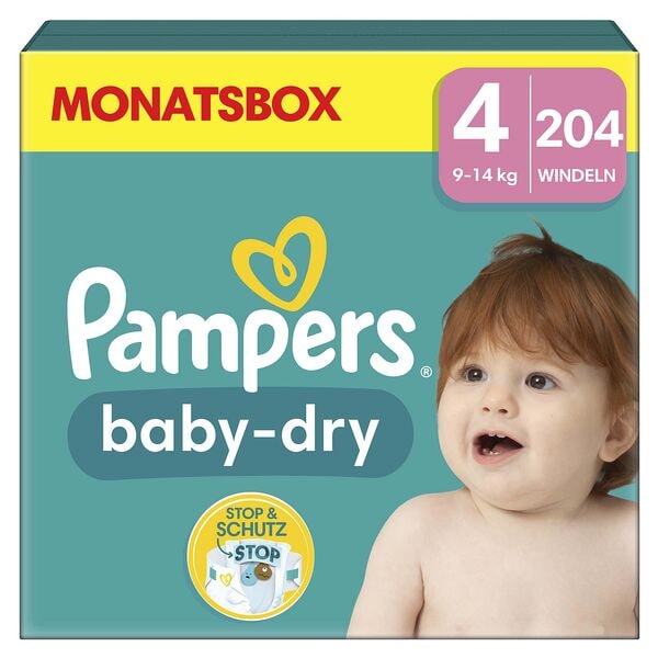 Pampers Windeln »baby-dry™ Monatsbox« Gr.4 (9-14 kg) 204 Stück weiß