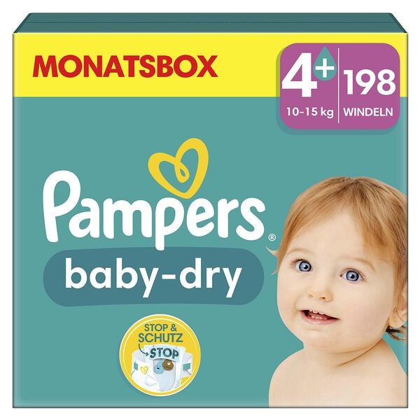 Pampers Windeln »baby-dry™ Monatsbox« Gr.4+ (10-15 kg) 198 Stück weiß