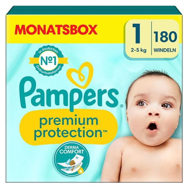 Pampers Windeln »Monatsbox premium protection™« Gr.1 (2-5 kg) 180 Stück weiß