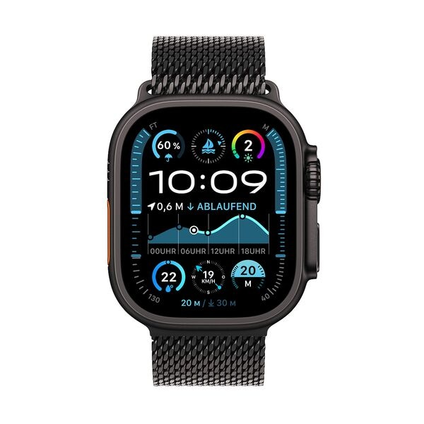 Apple Smartwatch Apple Watch Ultra 2 Titanium Cellular + GPS Milanaise Titan Armband s grün