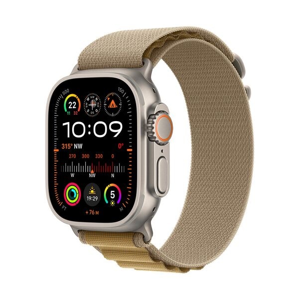Apple Smartwatch Apple Watch Ultra 2 49 mm Natur (GPS + Cellular) Alpine Loop mandel M grün