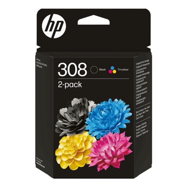 HP Multipack Tintenpatronen-Set »308« schwarz + 3-farbig 6L6S6UE schwarz