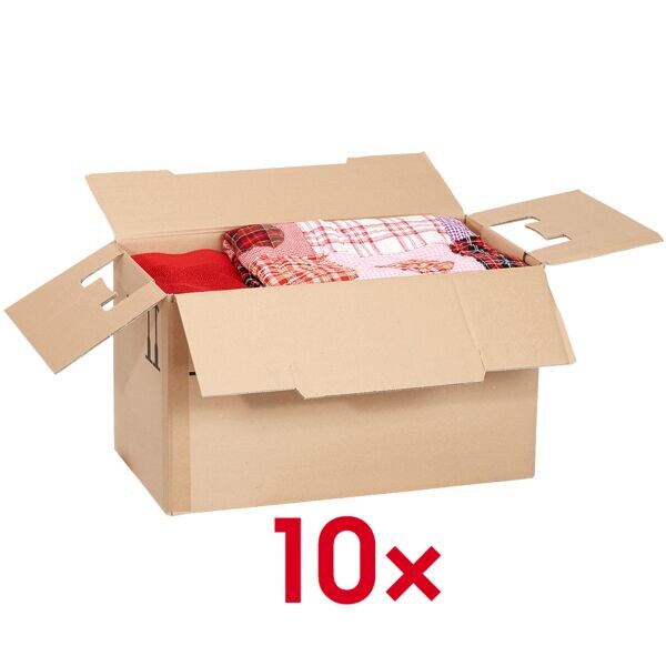 Nestler 10 Stück Umzugskartons 36,1/66/40 cm braun, 36.1x40x66 cm