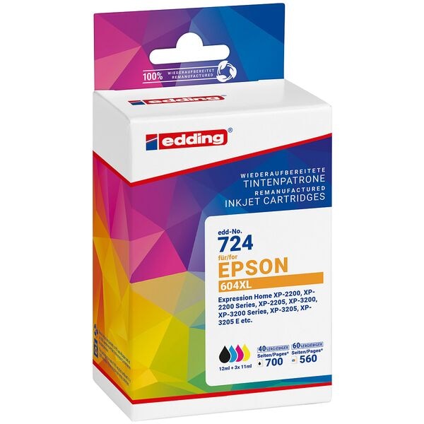 Edding Tintenpatronen-Set ersetzt Epson »EDD-724« schwarz, cyan, magenta, gelb schwarz
