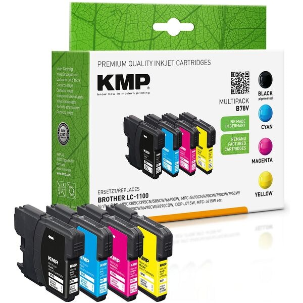KMP Tintenpatronen-Set ersetzt Brother »LC-1100 BK/C/M/Y« schwarz, cyan, magenta, ge schwarz