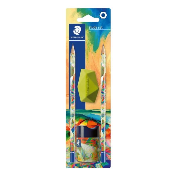 Staedtler 4-tlg. Bleistift-Set »Study Set Multiverse« HB mit Radiergummi und Spitzdose gelb