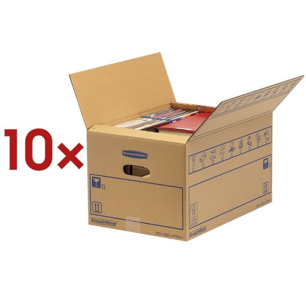 Bankers Box System 10 Stück Umzugskartons »SmoothMove Standard« 32,5/47,5/27 cm braun, 32.5x27x47.5 cm