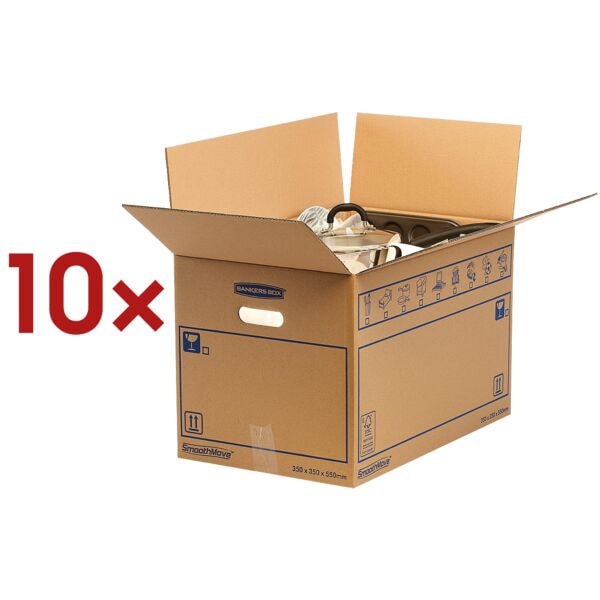 Bankers Box System 10 Stück Umzugskartons »SmoothMove Standard« 35,5/55,5/36 cm braun, 35.5x36x55.5 cm