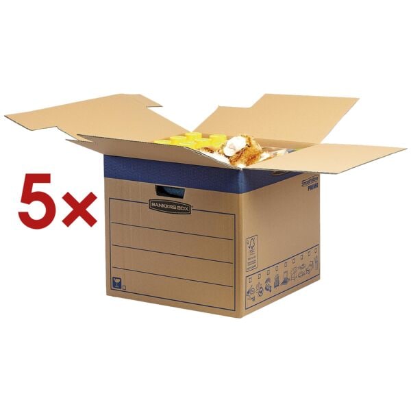 Bankers Box System 5 Stück Umzugskartons »SmoothMove FastFold« 48/47/41,2 cm braun, 48x41.2x47 cm