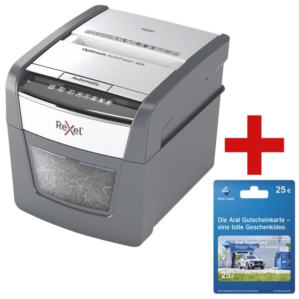 Rexel Aktenvernichter »Optimum AutoFeed 45X« inkl. Aral Gutschein 25 Euro grau, 22x34.5x43 cm