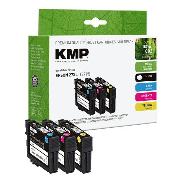 KMP Tintenpatronen-Set ersetzt Epson »T2715« 27 XL cyan, magenta, gelb blau
