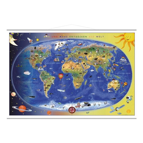 STIEFEL Eurocart Weltkarte »Kinderweltkarte« 90 x 57 cm mit Metallbeleistung