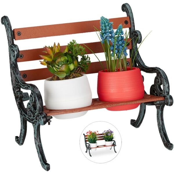 relaxdays Mini Blumenbank für 2 Töpfe Gr. S