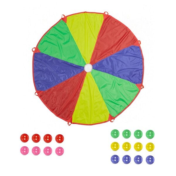 relaxdays Buntes Schwungtuch mit Bällen Ø 3,5m