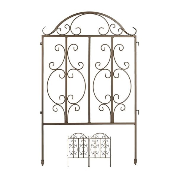 relaxdays 3-tlg. Gartenzaun Bronze braun