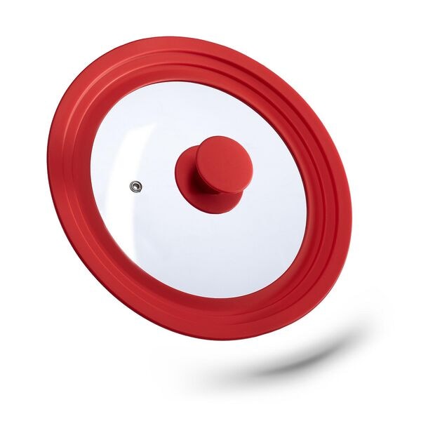 relaxdays Topfdeckel 20–24 cm mit Silikonrand rot
