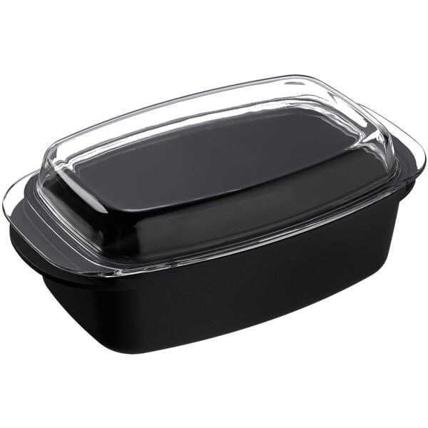 relaxdays Bräter mit Deckel 39 x 22 cm schwarz