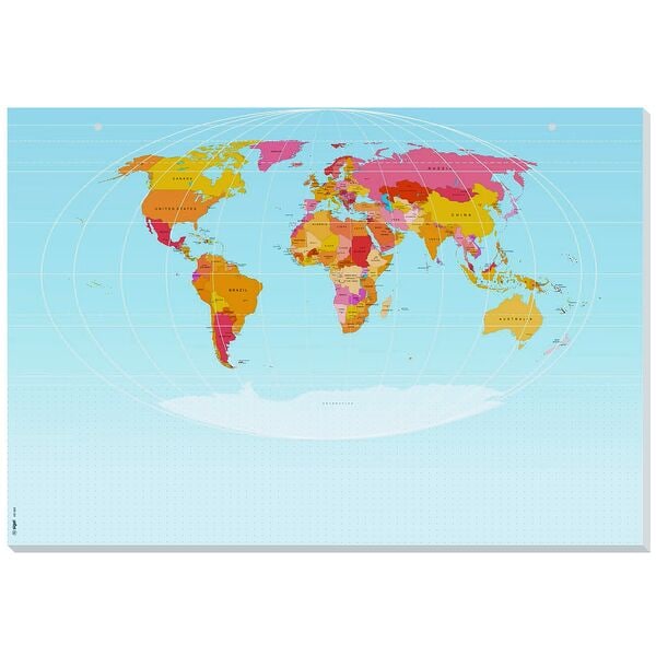 Sigel Schreibtischunterlage »Weltkarte ohne Kalendarium« 30 Blatt blau, 59.5x41 cm