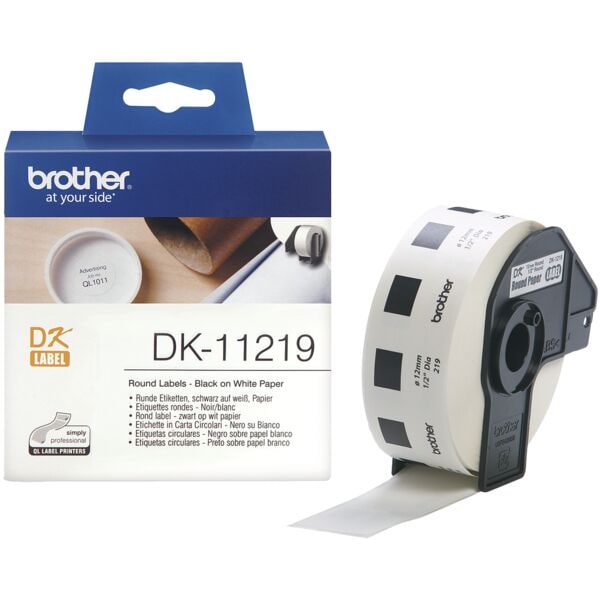 Brother Etikettenrolle für Etikettendrucker »DK-11219« Ø12 mm 1200 Stück weiß