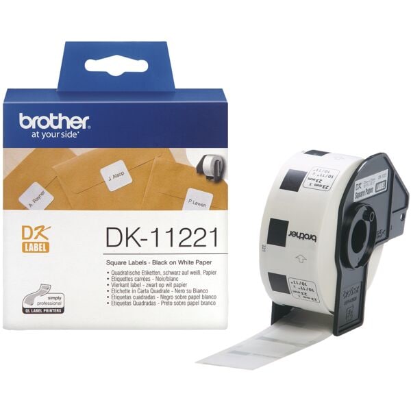 Brother Etikettenrolle für Etikettendrucker »DK-11221« 23,0 x 23,0 mm 1000 Stück weiß