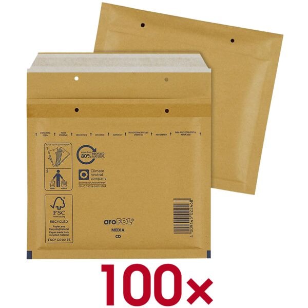 aroFol Luftpolster-Versandtaschen »CD« braun 100 Stück braun, 20x17.5 cm