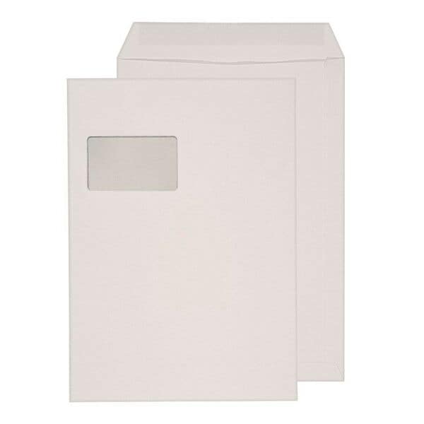 Mailmedia 250 Versandtaschen DIN C4 90 g/m² mit Fenster grau, 32.4x22.9 cm