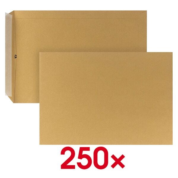 Steinmetz 250 Versandtaschen DIN B4 110 g/m² ohne Fenster braun, 35.3x25 cm