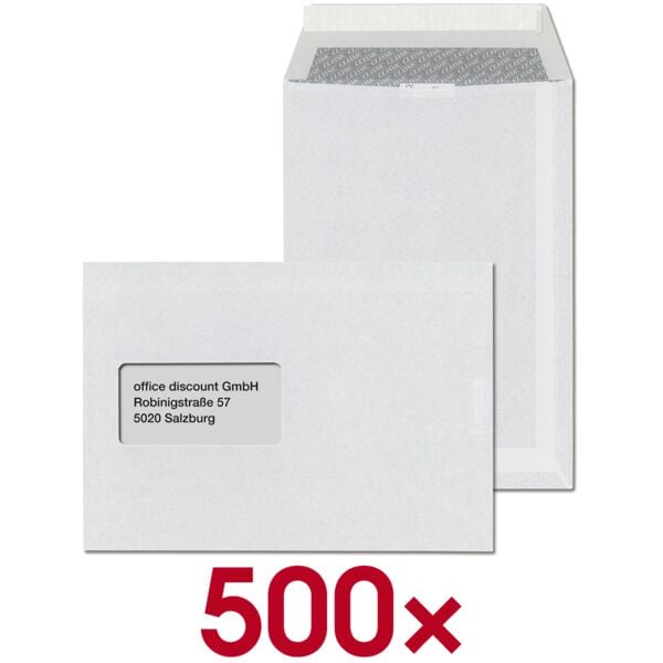 ÖKI 500 Versandtaschen DIN C5 90 g/m² mit Fenster weiß, 22.9x16.2 cm