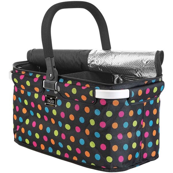 Genius Einkaufskorb Falko Duo, schwarz mit bunten Punkten schwarz, 48x28x24 cm