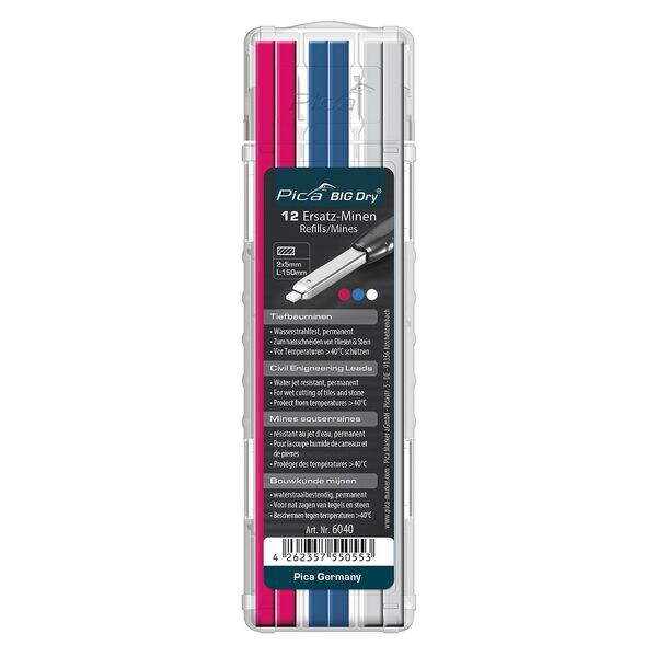 Pica Ersatzminen für Tieflochmarker-Bleistift »Big Dry Tiefbau 6040« 2,0 - 5,0 mm blau