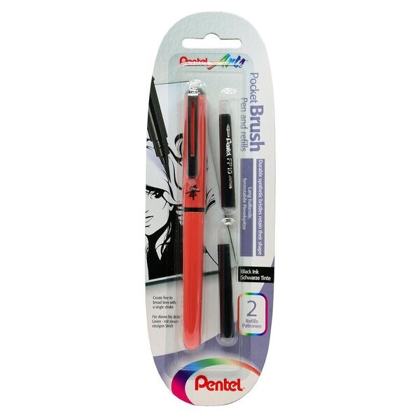 Pentel Brush-Pen »Pocket Brush Pen and refills XGFKPF/FP10« Einzelstift + 2 Patronen