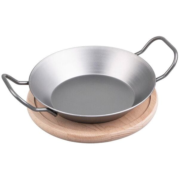 Chg Servierpfanne mit Holzuntersetzer 20 cm