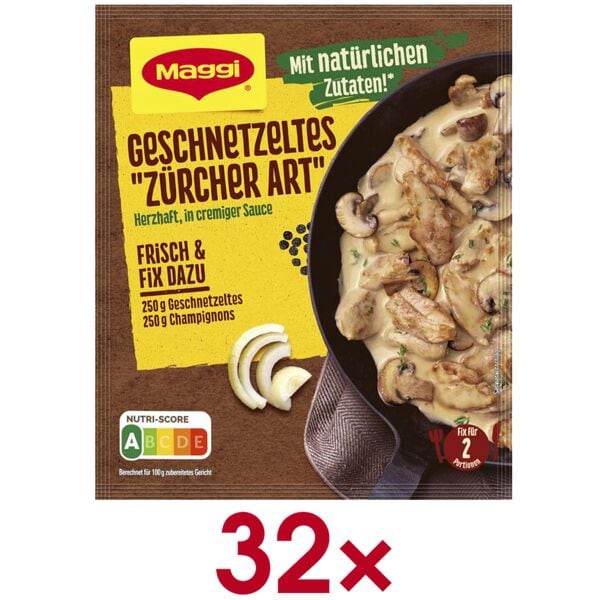 Maggi 32er-Pack Fix-Tütchen »Geschnetzeltes Zürcher Art« 2 Portionen