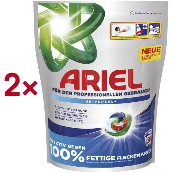 ARIEL Professional Colorwaschmittel Pods »Professional All-in-1 Universal+« 100 WL (2x 50 Pods) weiß