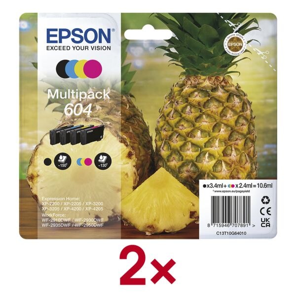 Epson 2x Tintenpatronen-Set »604 BK/C/M/Y« (C13T10G64010) schwarz