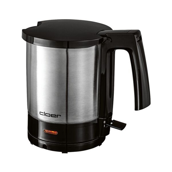 Cloer Wasserkocher 4700 Edelstahl / schwarz 1.5 L silber, 15.5x23.5x21.5 cm