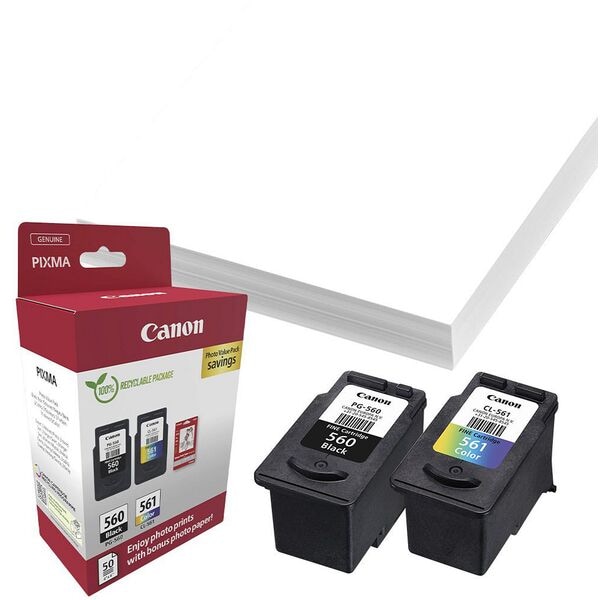 Canon Value Pack: Tintenpatronen-Set »PG-560+CL-561 + GP-501 Valuepack« inkl. 50 Blatt schwarz
