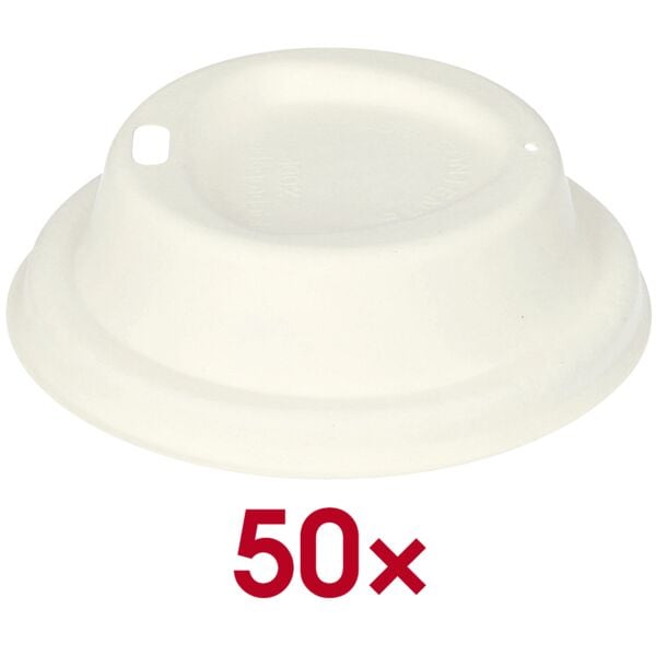 Papstar Dom-Deckel aus Zuckerrohr pure 50 Stück weiß, 8x2.5 cm