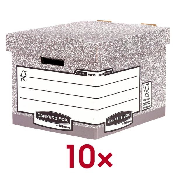 Bankers Box System Archivboxen »Bankers Box« 33,5/40,4/29,2 cm 10 Stück grau, 29.2x40.4 cm