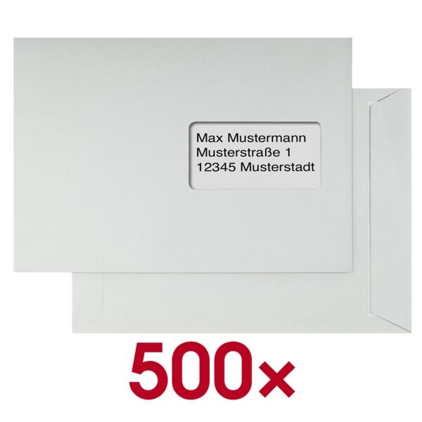OTTO Office 500 Versandtaschen DIN C5 80 g/m² mit Fenster grau, 22.9x16.2 cm