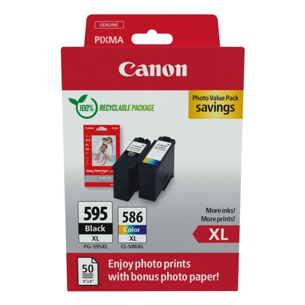 Canon Tintenpatronen-Set mit Fotopapier »PG-595XL/CL-586XL« schwarz / 3-farbig schwarz