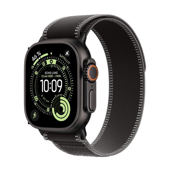 Apple Smartwatch Apple Watch Ultra 3 Trail Armband S/M Cellular + GPS 49 mm schwarz, k 40