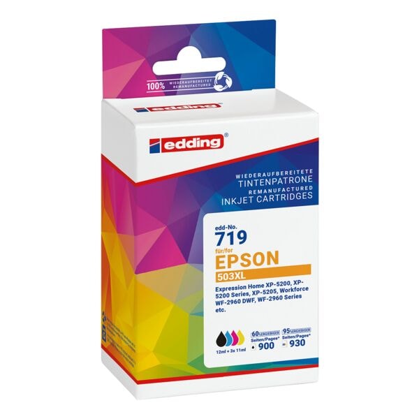 Edding Tintenpatronen-Set ersetzt Epson »503XL« cyan, magenta, gelb, schwarz