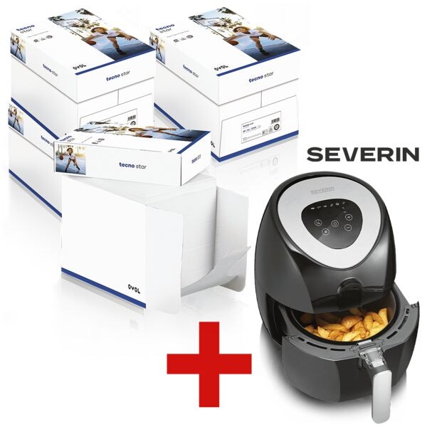 tecno 4 Maxi-Boxen à 2500 Blatt Kopierpapier »Star« inkl. Heißluftfritteuse »FR 2430« weiß