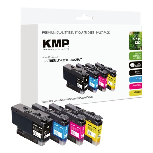 KMP Tintenpatronen-Set ersetzt Brother »LC427XL BK/CMY« cyan, magenta, gelb, schwarz blau