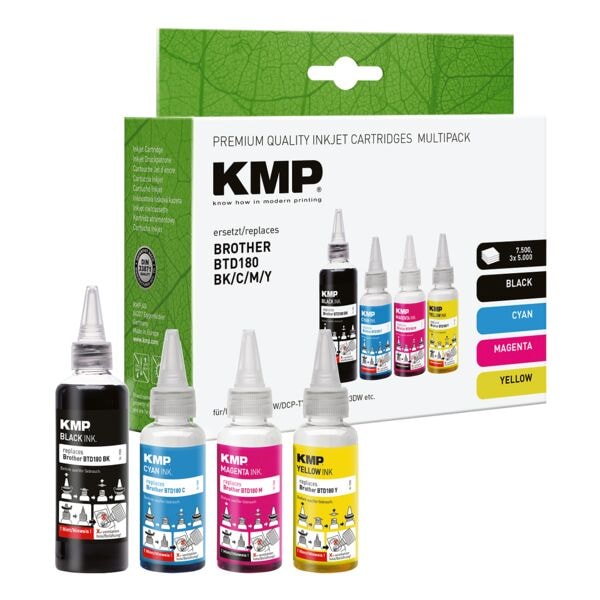 KMP Tintenpatronen-Set ersetzt Brother »BTD180 BK,C,M,Y« cyan, magenta, gelb, schwar blau