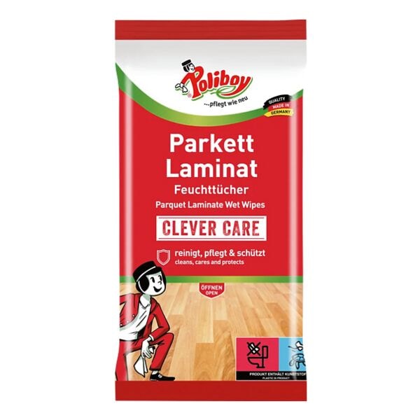 Poliboy Feuchte Bodenreinigungstücher für Parkett und Laminat »Clever Care« 15 Stück, 22 cm