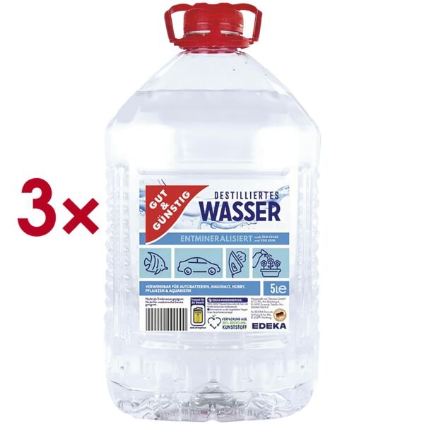 Gut & Günstig Destilliertes Wasser 3x 5 Liter